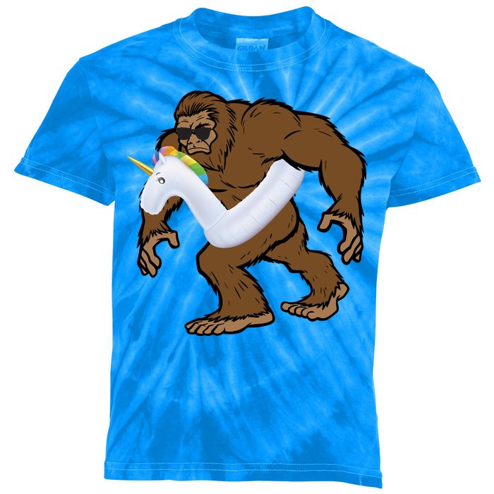 Pool Party Bigfoot Unicorn Float  Sasquatch Kids Tie-Dye T-Shirt