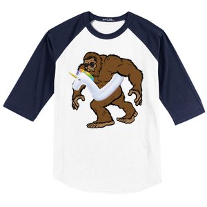 Pool Party Bigfoot Unicorn Float  Sasquatch Baseball Sleeve Shirt