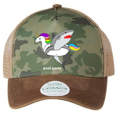 Pool Party Funny Shark in Unicorn Float Legacy Tie Dye Trucker Hat