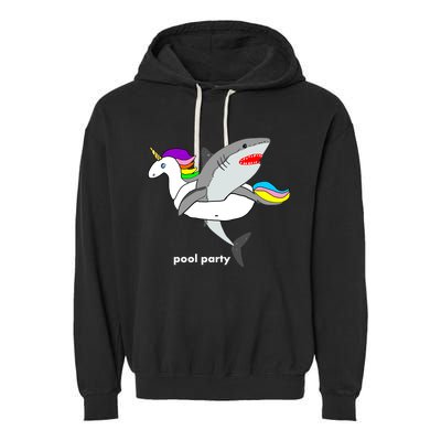 Pool Party Funny Shark in Unicorn Float Garment-Dyed Fleece Hoodie
