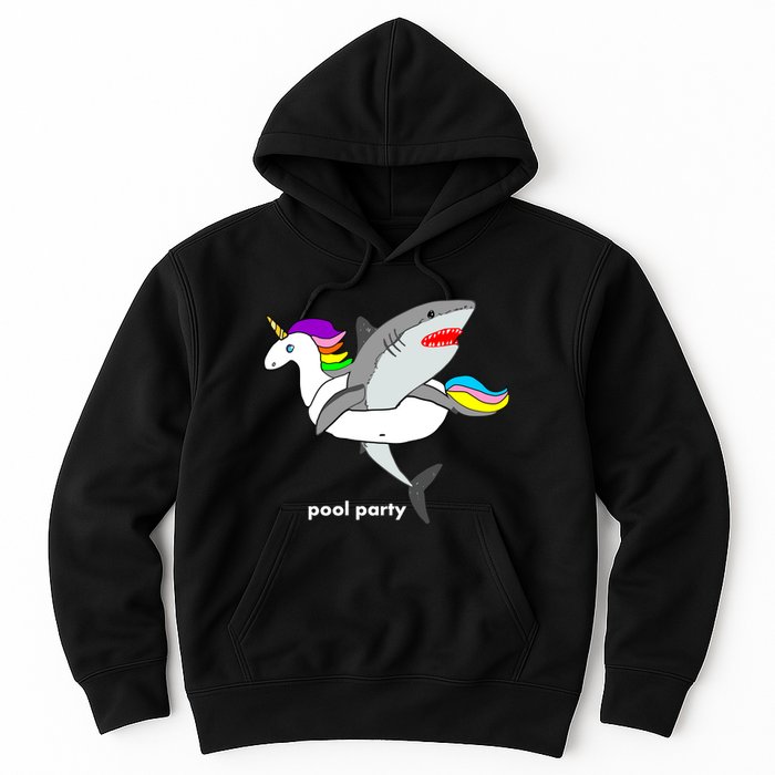 Pool Party Funny Shark in Unicorn Float Hoodie