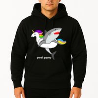 Pool Party Funny Shark in Unicorn Float Hoodie