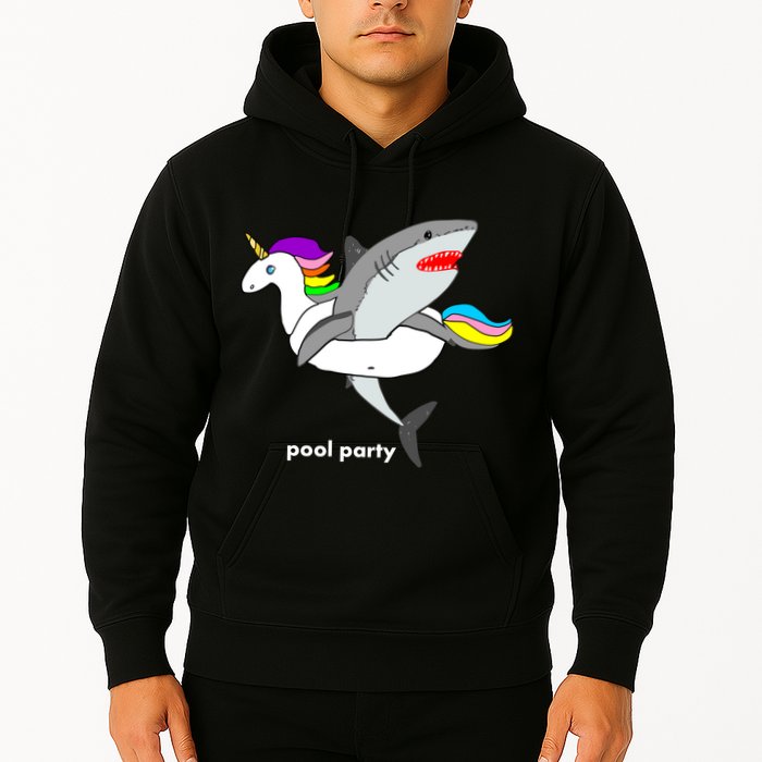 Pool Party Funny Shark in Unicorn Float Hoodie
