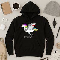Pool Party Funny Shark in Unicorn Float Hoodie