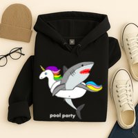 Pool Party Funny Shark in Unicorn Float Hoodie