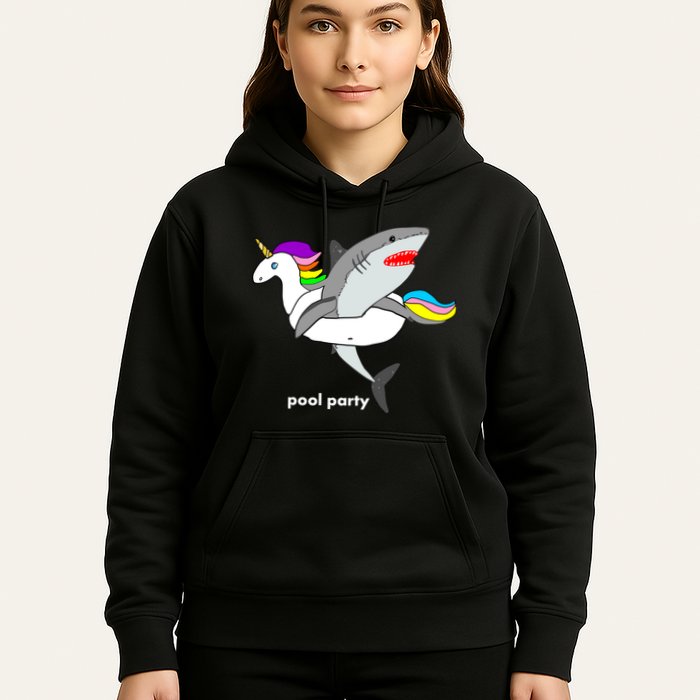 Pool Party Funny Shark in Unicorn Float Hoodie