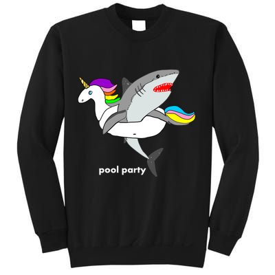 Pool Party Funny Shark in Unicorn Float Sweatshirt
