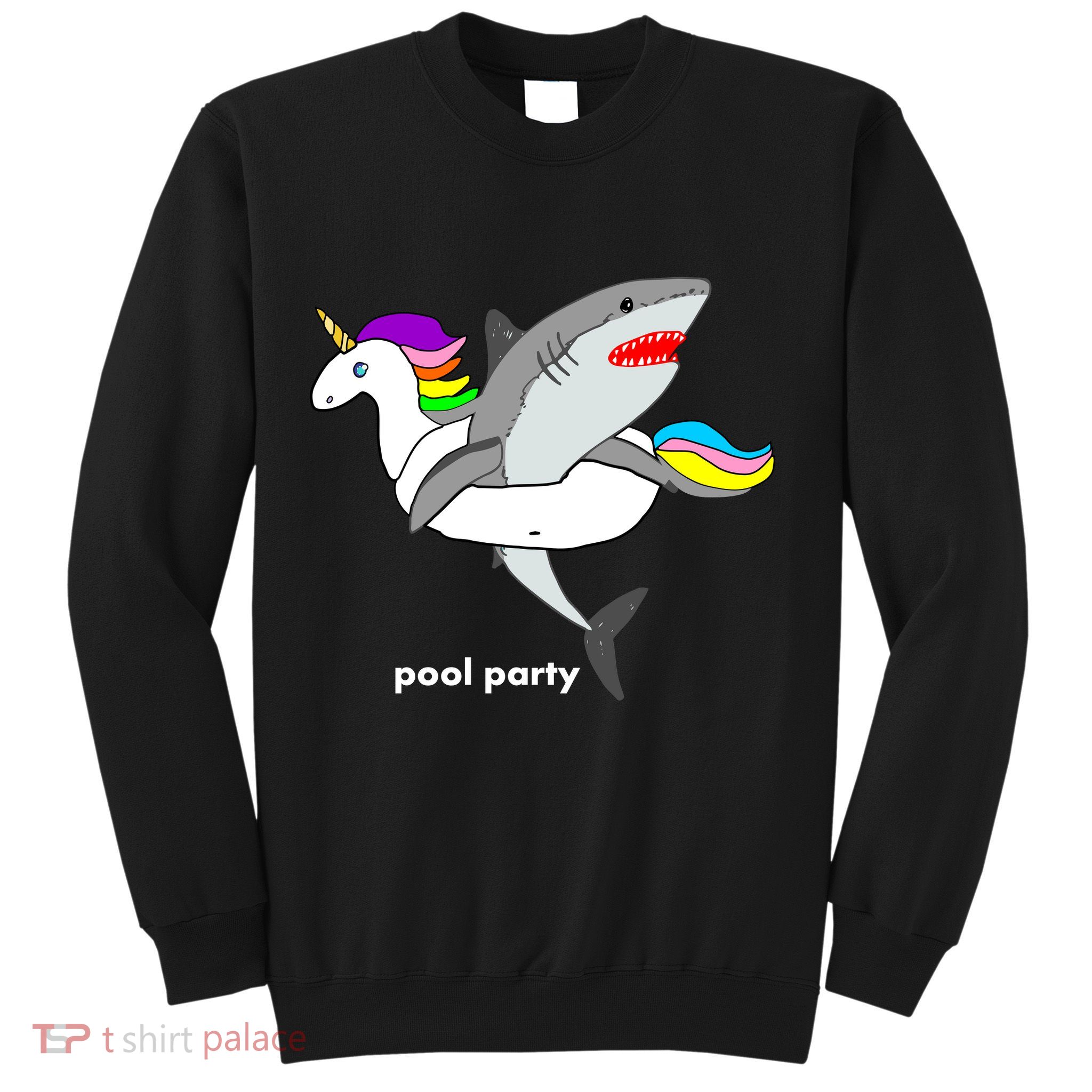 Pool Party Funny Shark in Unicorn Float Sweatshirt