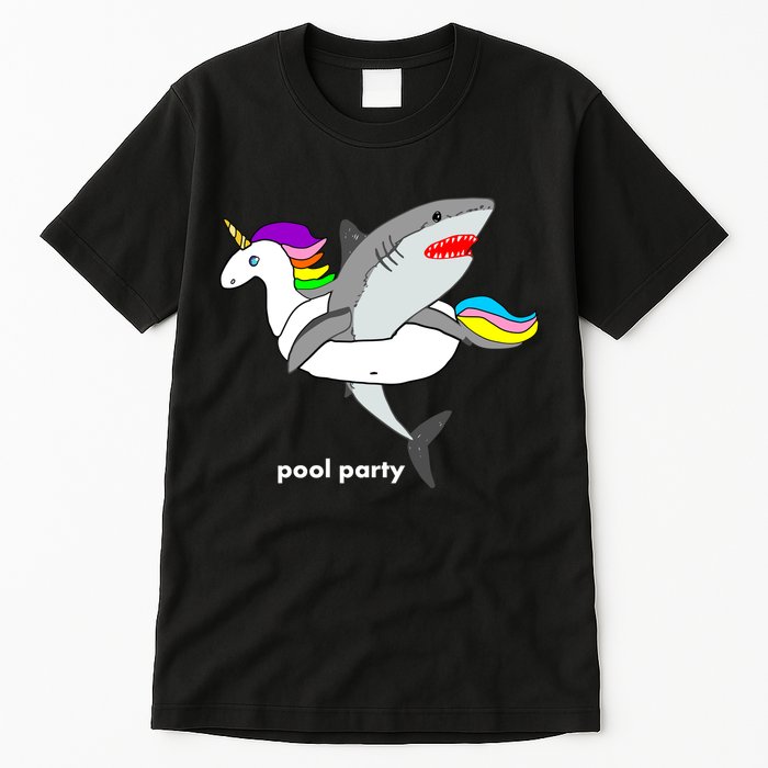 Pool Party Funny Shark in Unicorn Float Tall T-Shirt