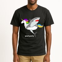 Pool Party Funny Shark in Unicorn Float Tall T-Shirt