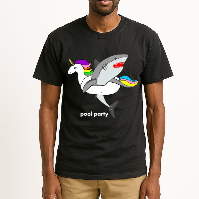 Pool Party Funny Shark in Unicorn Float Tall T-Shirt