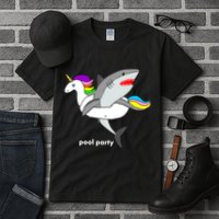 Pool Party Funny Shark in Unicorn Float Tall T-Shirt