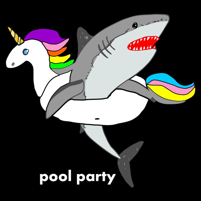 Pool Party Funny Shark in Unicorn Float Tall T-Shirt