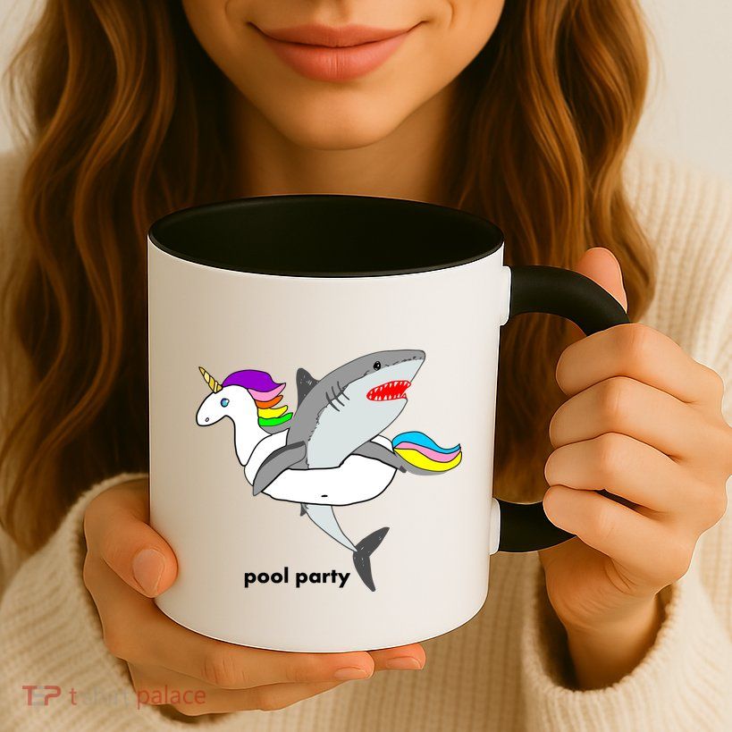 Pool Party Funny Shark in Unicorn Float Mug