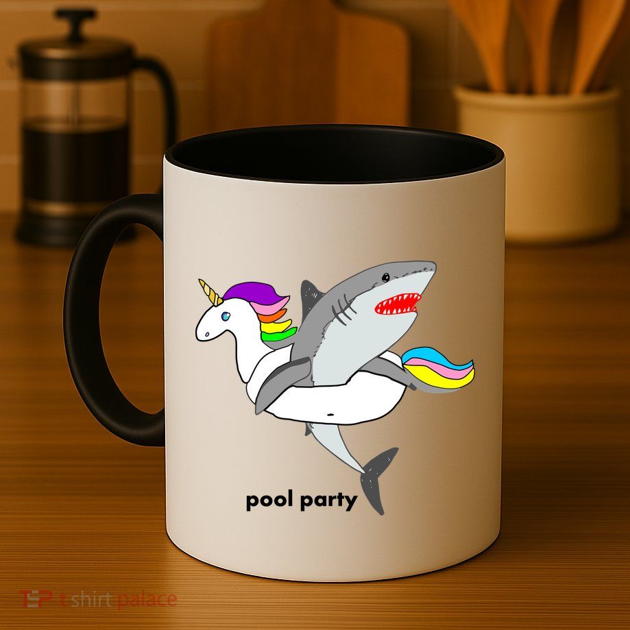 Pool Party Funny Shark in Unicorn Float Mug