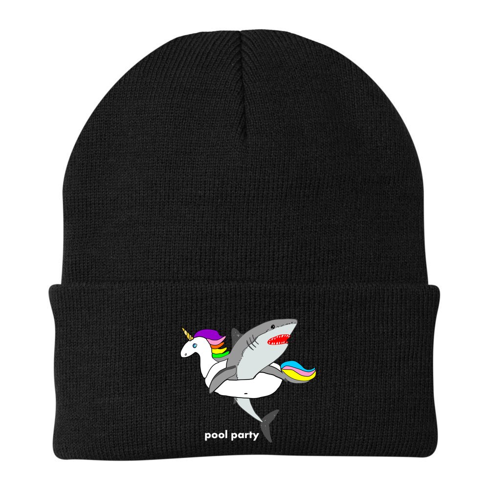 Pool Party Funny Shark in Unicorn Float Beanie