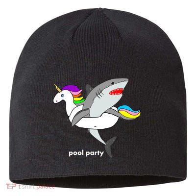 Pool Party Funny Shark in Unicorn Float Sustainable Beanie