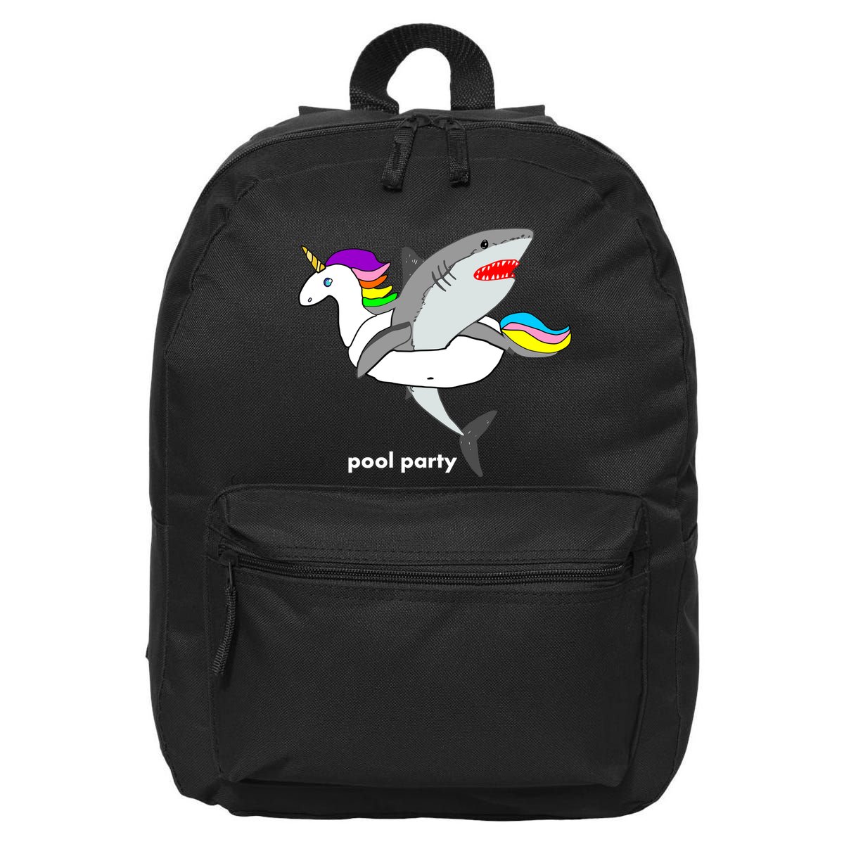 Pool Party Funny Shark in Unicorn Float 16 in Basic Backpack