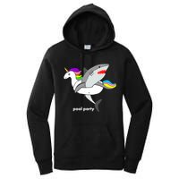 Pool Party Funny Shark in Unicorn Float Women's Pullover Hoodie
