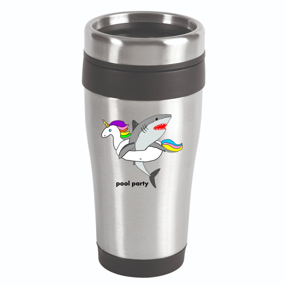 Pool Party Funny Shark in Unicorn Float 16oz Travel Tumbler