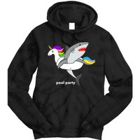 Pool Party Funny Shark in Unicorn Float Tie Dye Hoodie