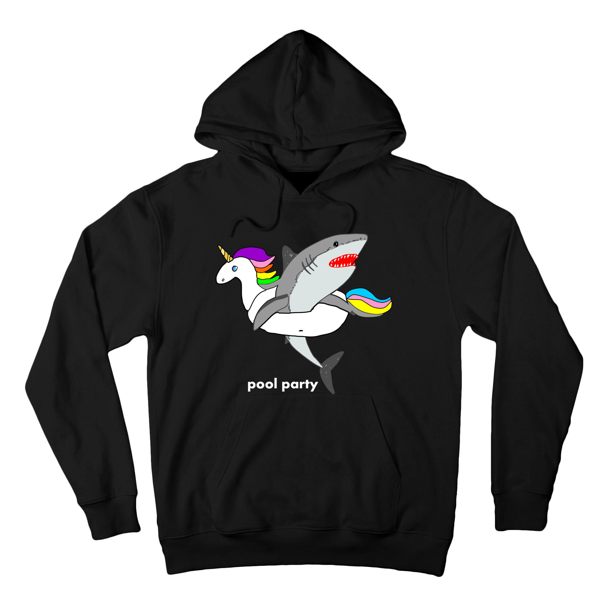 Pool Party Funny Shark in Unicorn Float Tall Hoodie