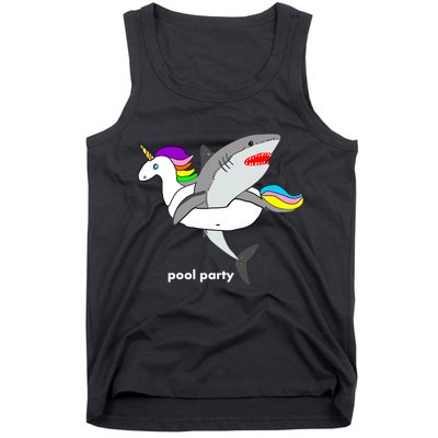 Pool Party Funny Shark in Unicorn Float Tank Top