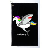 Pool Party Funny Shark in Unicorn Float Golf Towel