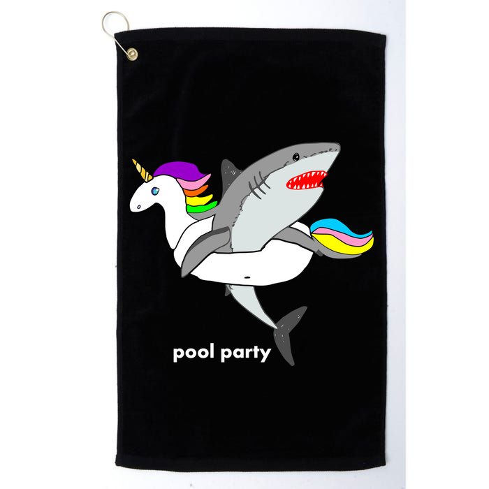 Pool Party Funny Shark in Unicorn Float Golf Towel
