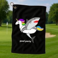 Pool Party Funny Shark in Unicorn Float Golf Towel