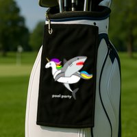 Pool Party Funny Shark in Unicorn Float Golf Towel