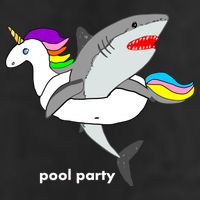 Pool Party Funny Shark in Unicorn Float Golf Towel