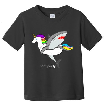 Pool Party Funny Shark in Unicorn Float Toddler T-Shirt