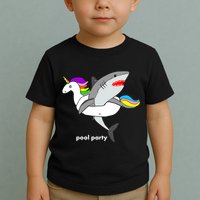 Pool Party Funny Shark in Unicorn Float Toddler T-Shirt