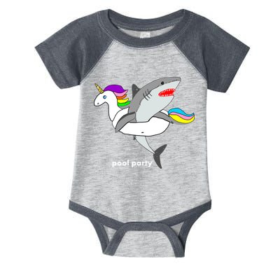 Pool Party Funny Shark in Unicorn Float Infant Baby Jersey Bodysuit
