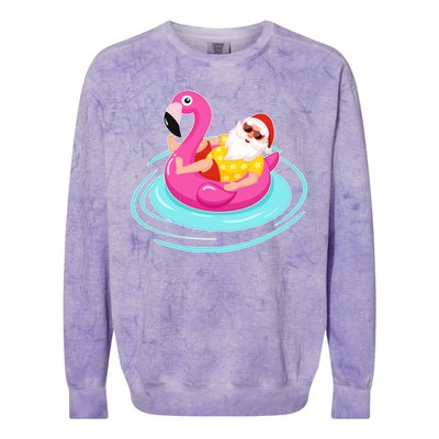 Pool Party Santa Christmas in July Colorblast Crewneck Sweatshirt