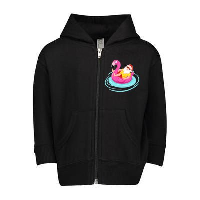 Pool Party Santa Christmas in July Toddler Zip Fleece Hoodie