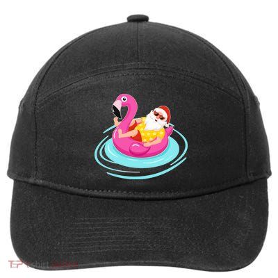 Pool Party Santa Christmas in July 7-Panel Snapback Hat