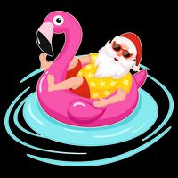 Pool Party Santa Christmas in July Drawstring Bag