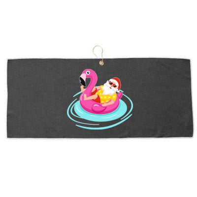 Pool Party Santa Christmas in July Large Microfiber Waffle Golf Towel