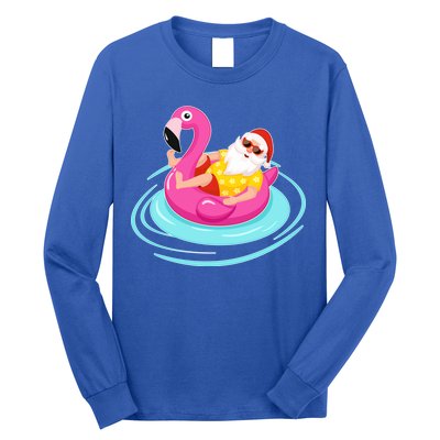 Pool Party Santa Christmas in July Long Sleeve Shirt