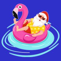 Pool Party Santa Christmas in July 16 in Basic Backpack