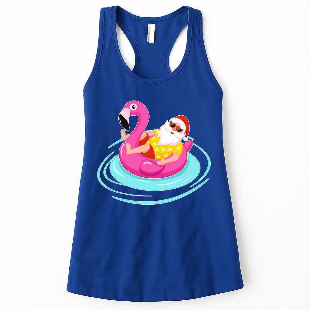 Pool Party Santa Christmas in July Womens Tank Top