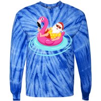 Pool Party Santa Christmas in July Tie-Dye Long Sleeve Shirt