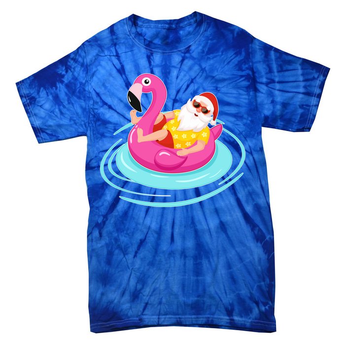 Pool Party Santa Christmas in July Tie-Dye T-Shirt