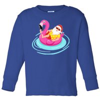 Pool Party Santa Christmas in July Toddler Long Sleeve Shirt