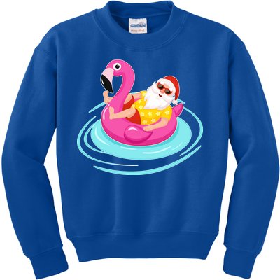 Pool Party Santa Christmas in July Kids Sweatshirt