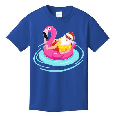 Pool Party Santa Christmas in July Kids T-Shirt