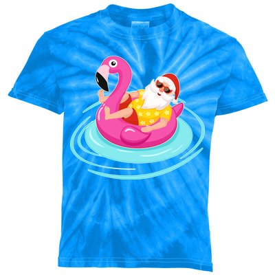 Pool Party Santa Christmas in July Kids Tie-Dye T-Shirt