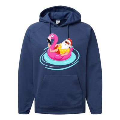 Pool Party Santa Christmas in July Performance Fleece Hoodie